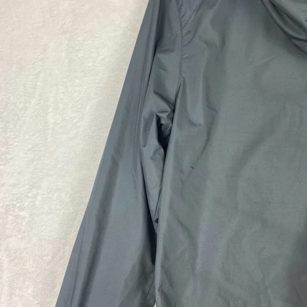 Nike Jacket Boys Small Gray Green Full Zip Hooded Windbreaker Logo Embroidered